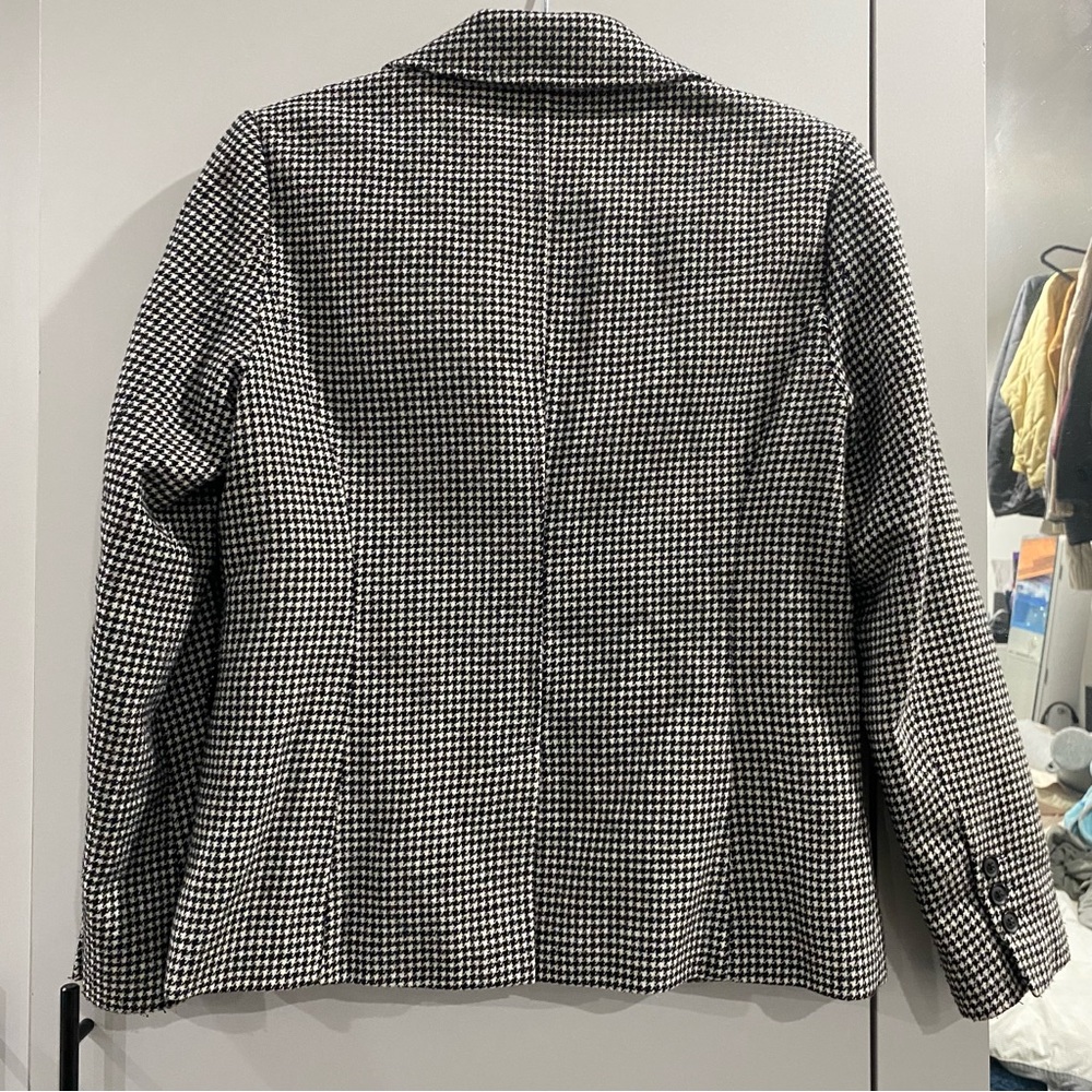 Vintage Chadwicks of Boston Wool Blend Houndstooth Blazer Black White 6 Petite - Picture 8 of 9